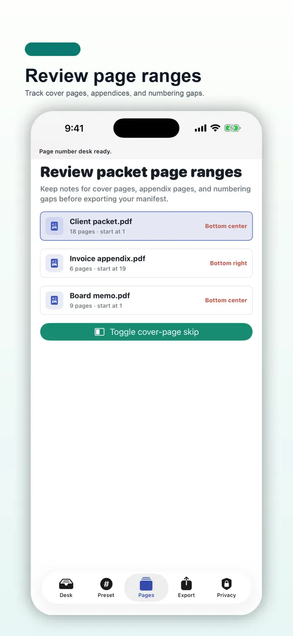 Screenshot #3 pour PDF Page Number Private