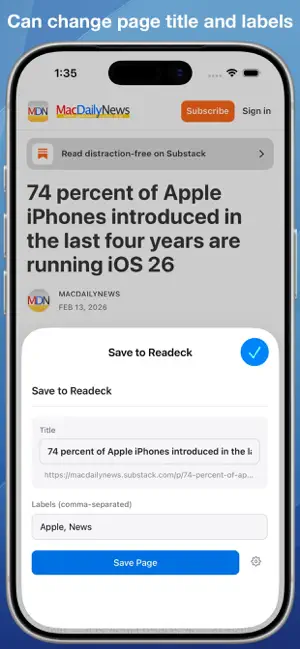Save to Readeck screenshot 2