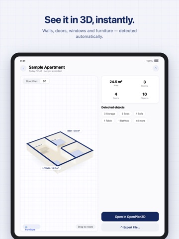 OpenPlan3D iPad screenshot