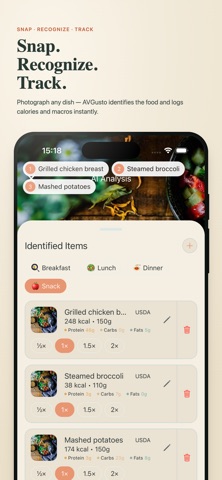 AVGusto: AI Calorie Counter iPhone screenshot
