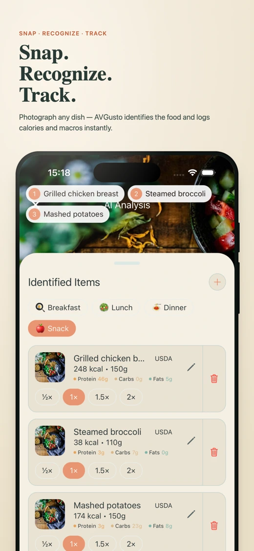 AVGusto: AI Calorie Counter screenshot 1