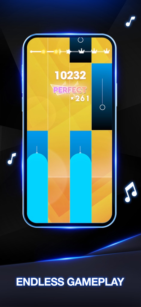 Magic Tiles 3: Piano Game - The app provides continuous gameplay, inviting users to achieve high scores and adapt to varied tile patterns.