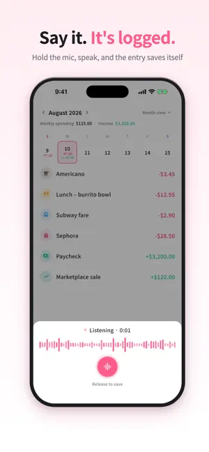 Blink Budget: Spending Log screenshot 1