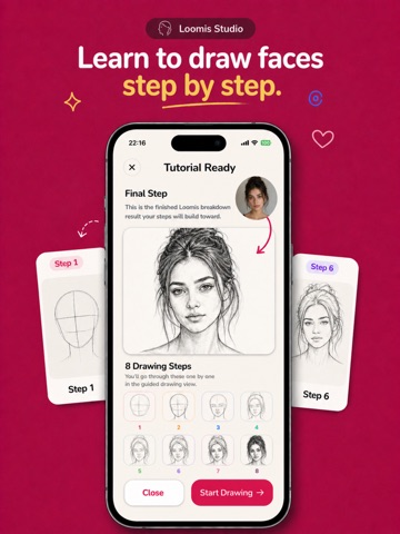 Sketch Steps: AI Loomis Draw iPad screenshot