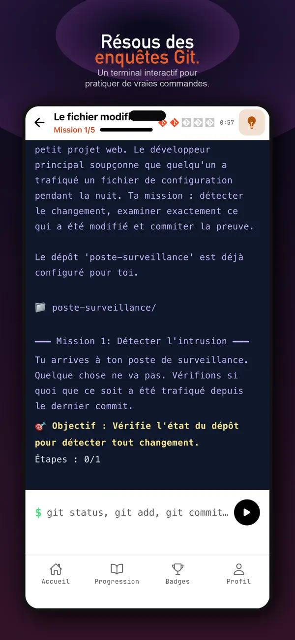#5. GitQuest — Learn Git (iOS) Ved: anais sparesotto