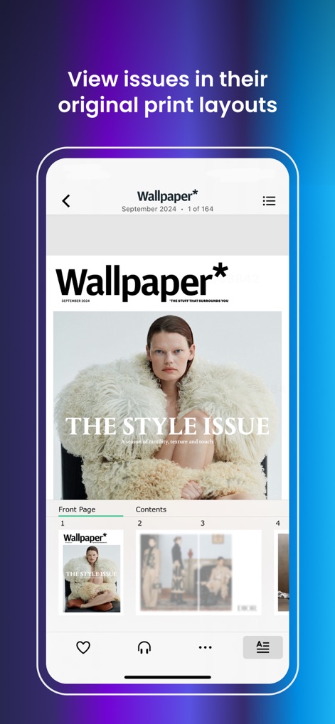 PressReader: News & Magazines - The app allows users to view issues in their original print layouts, displaying a detailed, graphic-rich reproduction of magazine pages like 'Wallpaper*'.