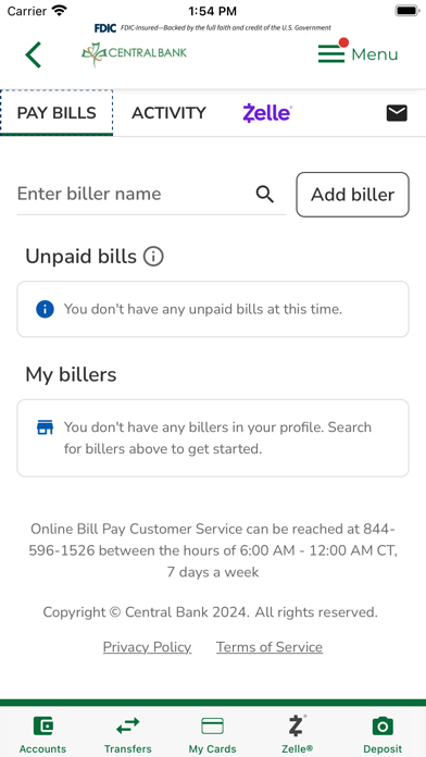 Central Bank Mobile Banking Screenshot