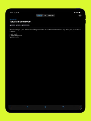 Cocktail iPad screenshot