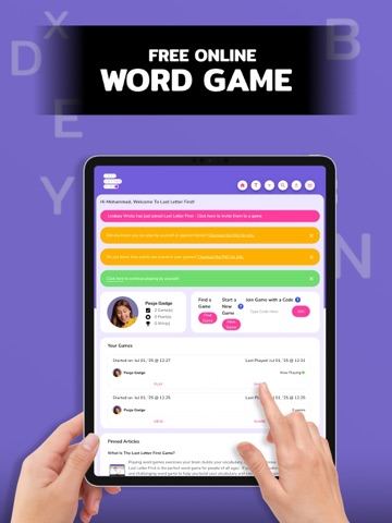 Last Letter First:  Word Game iPad screenshot