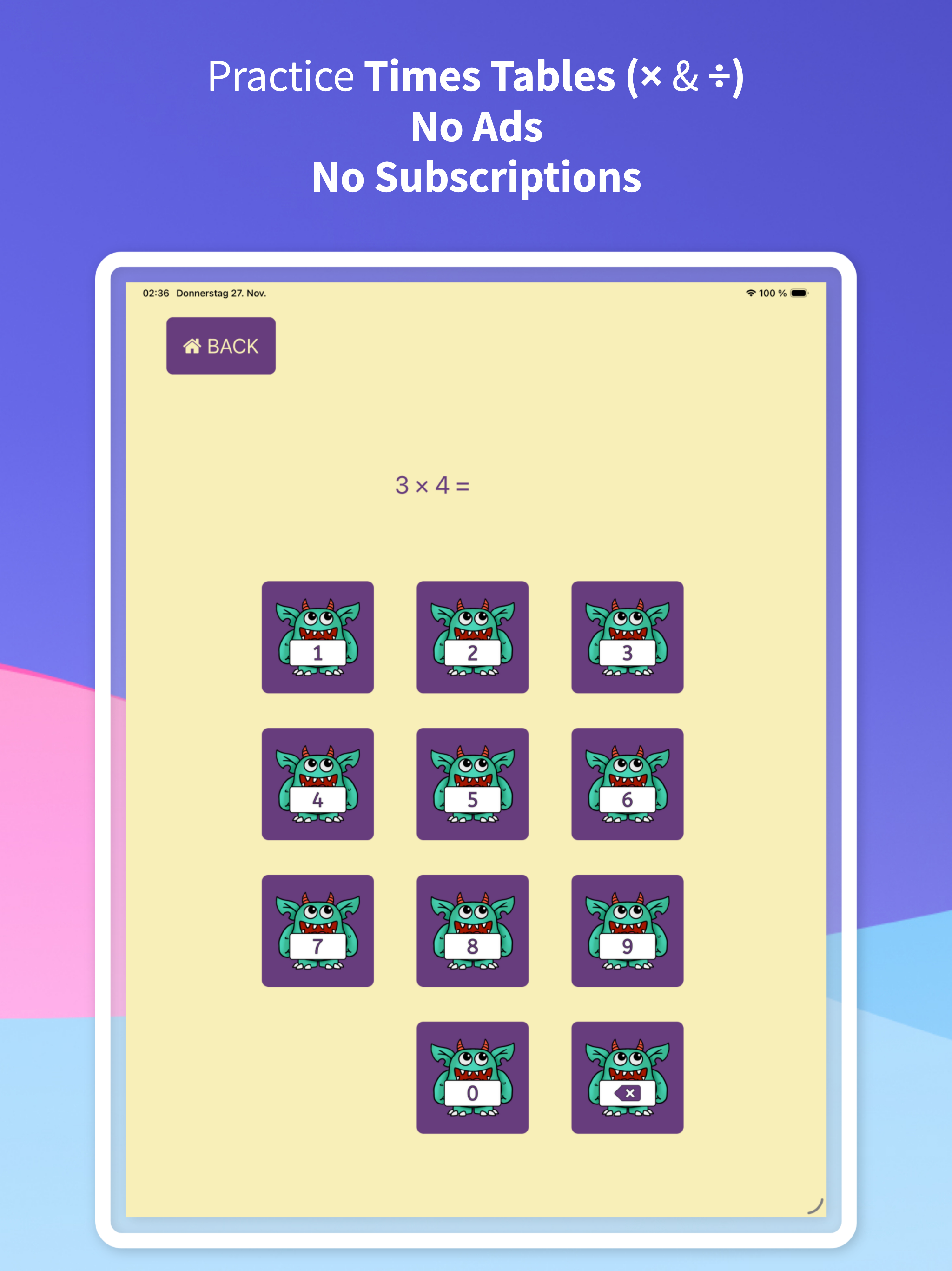 Monsty: Practice Times Tables