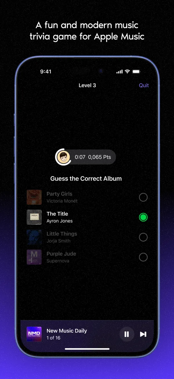 Screenshot #1 pour SongCapsule Quiz
