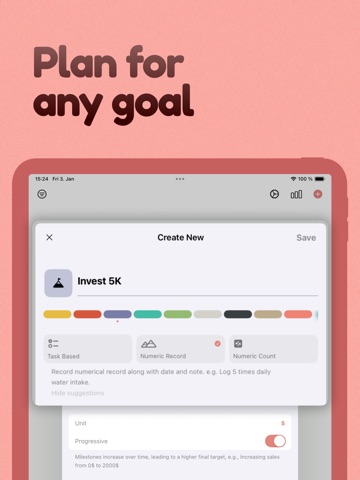 Goal Tracker・Focus Planner・Aim iPad screenshot