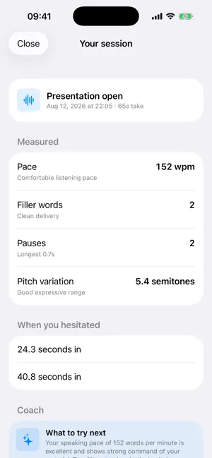 Speaking Coach: Filler Words screenshot 1