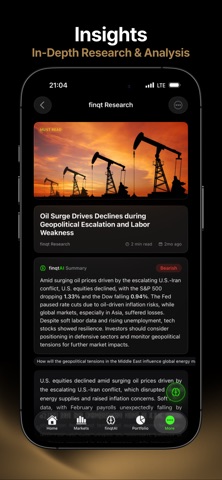 Finqt: Financial AI Research iPhone screenshot