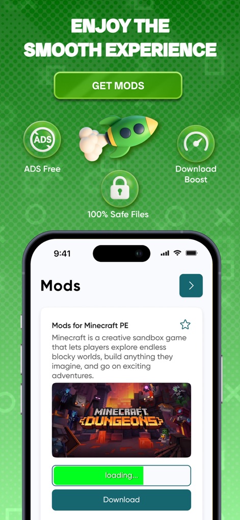 HapMod : Happy Game Mods - This tool guarantees a smooth experience with features like "Download Boost" for faster access and "100% Safe Files" for user security.