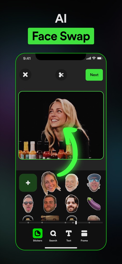 Piñata Farms Meme Generator - Explore the seamless AI Face Swap feature, enhanced by a diverse collection of face stickers for creative visual transformations.