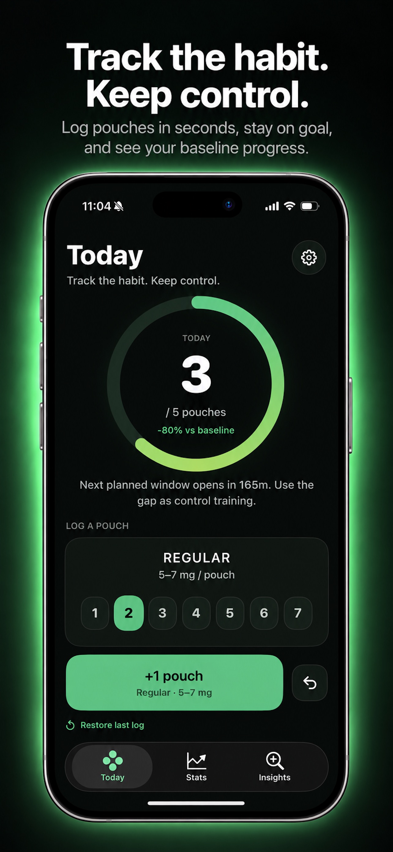 Screenshot 1 of NIX: Quit Snus & Pouch Tracker