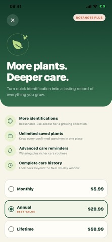 Botanote: Plant ID & Care iPhone screenshot