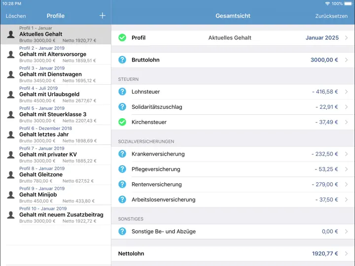 Screenshot von Nettolohn 2025 auf dem iPhone 2