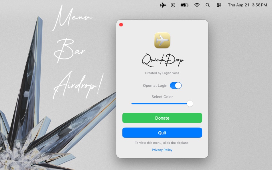 #1. QuickDrop: Fast File Share (macOS) 게시자: Logan Voss