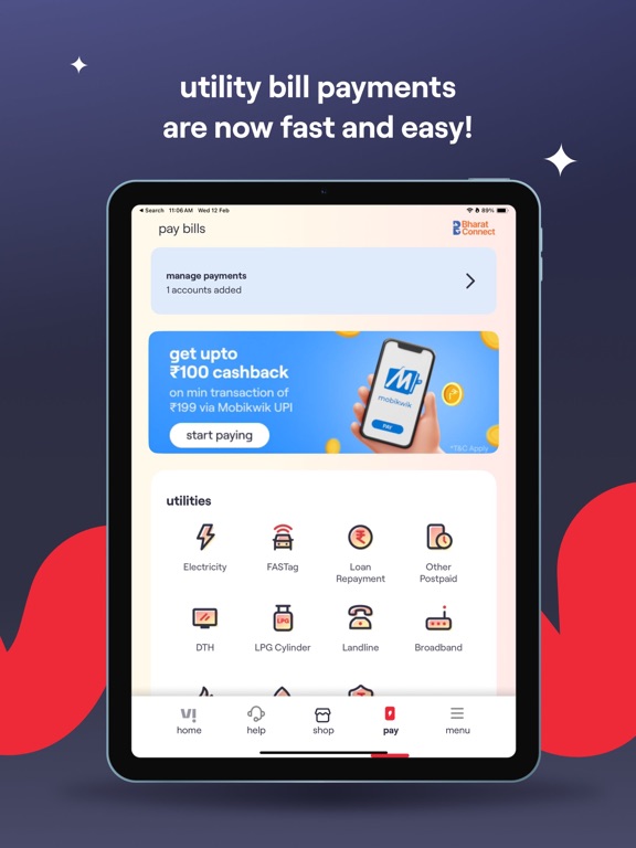 Vi: Recharge, Payments & Games iPad screenshot 6 - Utilities app