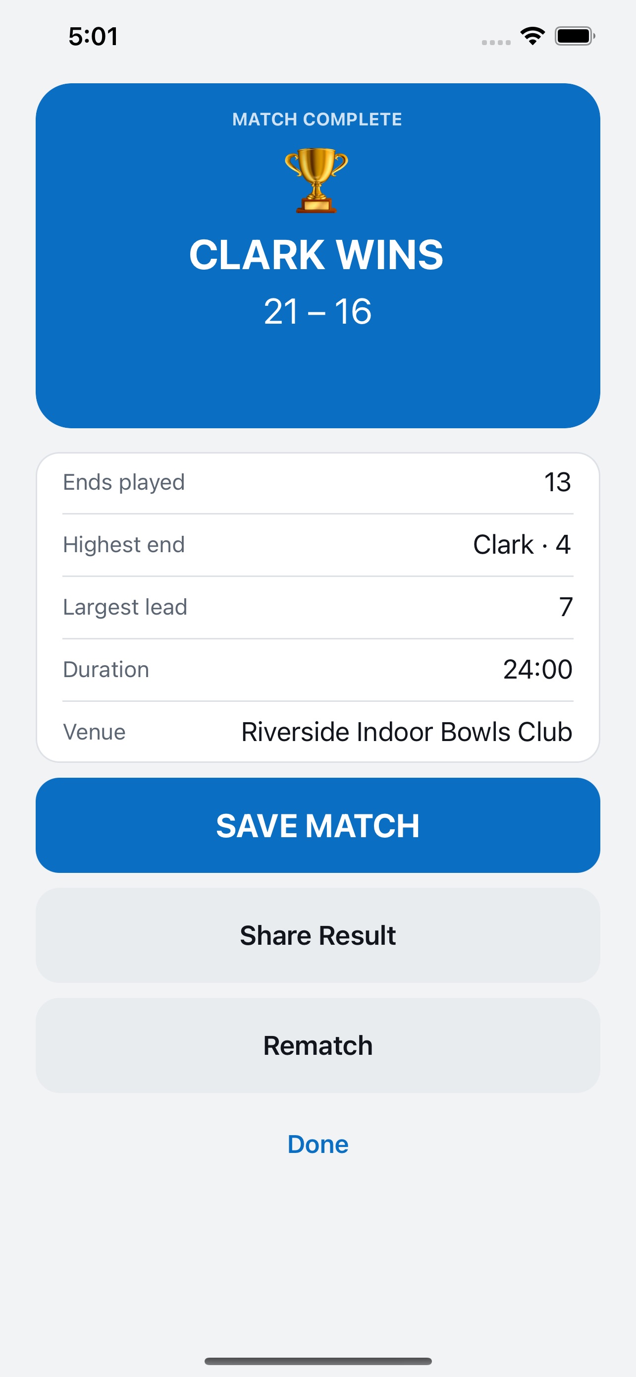 Screenshot 3 of Short Mat Bowls Scorecard