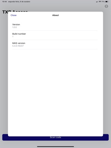 TXB Access iPad screenshot