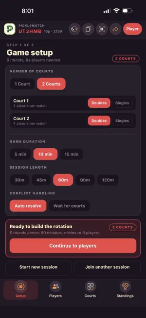 PickleMatch Scheduler screenshot 4