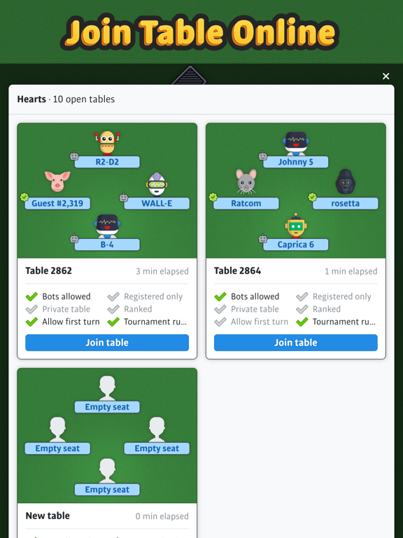 Hearts Multiplayer Card Game iPad screenshot 2 - Games app