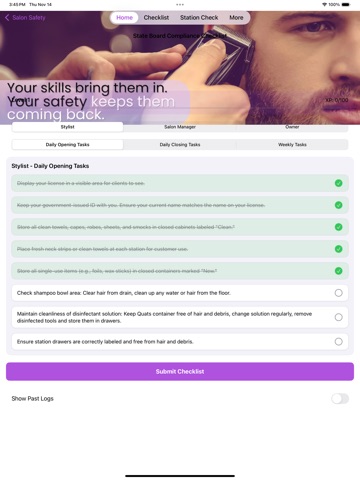 Salon Safety App iPad screenshot