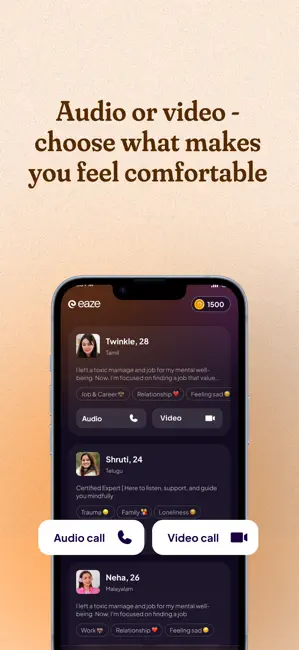 Eaze App: Talk & Feel better iPhone screenshot 3