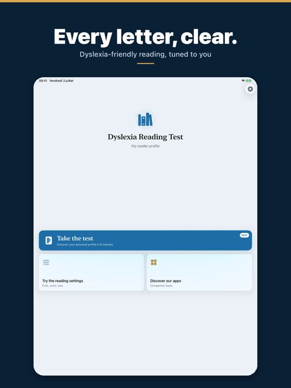 Dyslexia reading settings lab iPad screenshot
