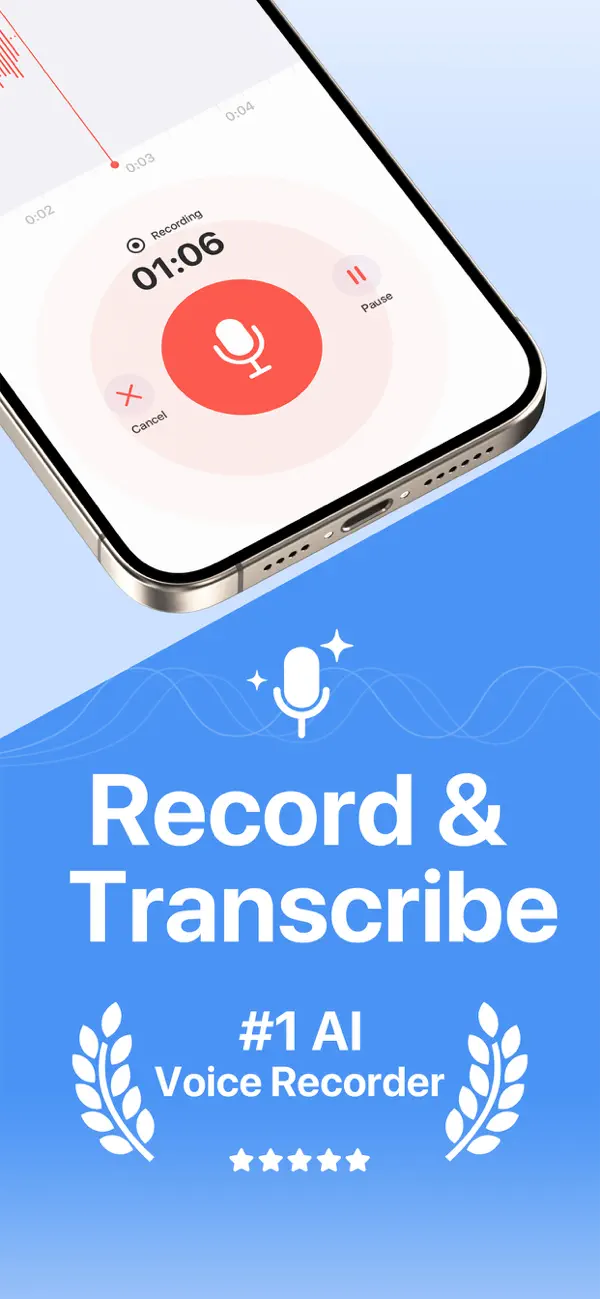 Screenshot #1 pour AI Transcribe - Voice Recorder
