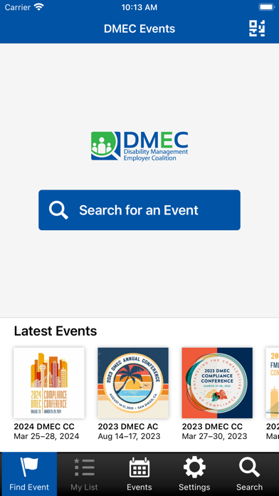 DMEC Events Screenshot