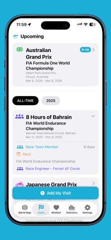Tracka - Motorsport Visit Log screenshot