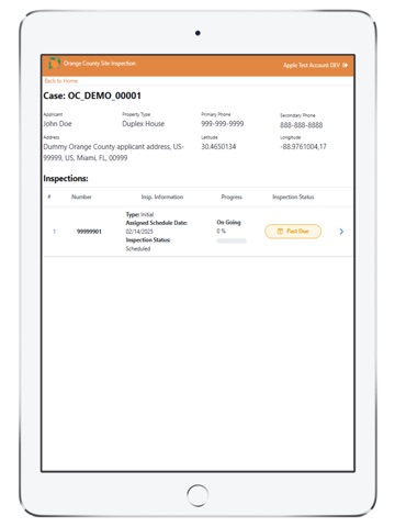 Orange County Site Inspection iPad screenshot
