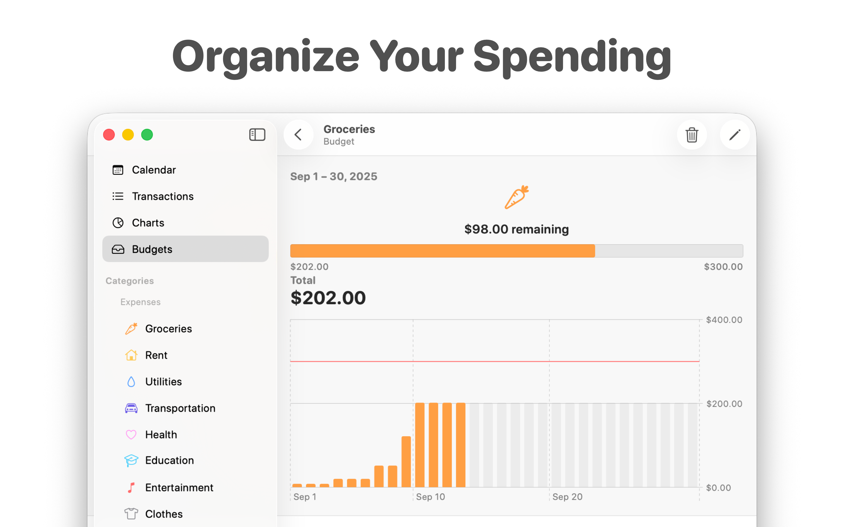 Budget Calendar: Simple Money