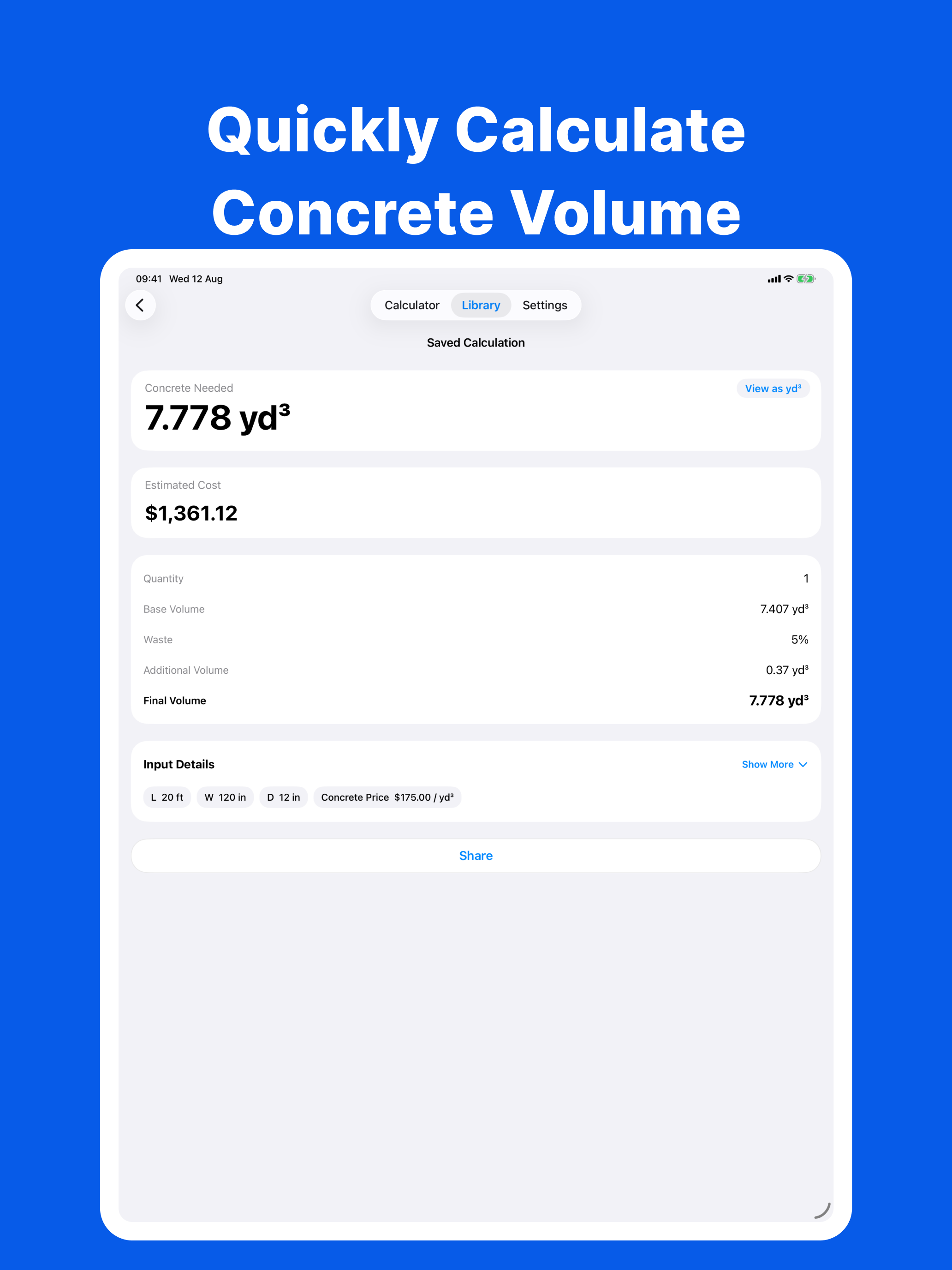 Concrete Calculator - Calc screenshot 6