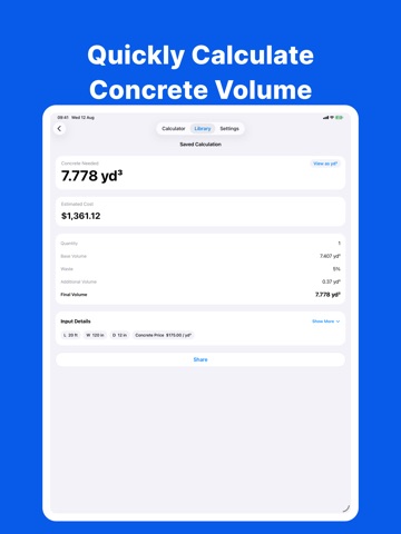 Concrete Calculator - Calc iPad screenshot