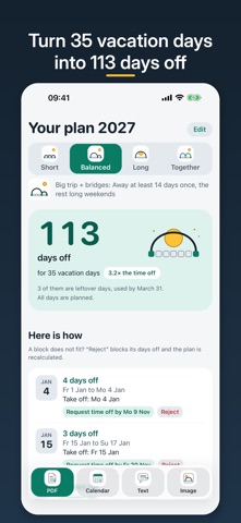 Day-Off Planner: Long Weekends screenshot 1