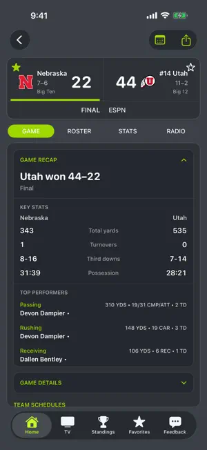 Nebraska Football Schedules screenshot 3