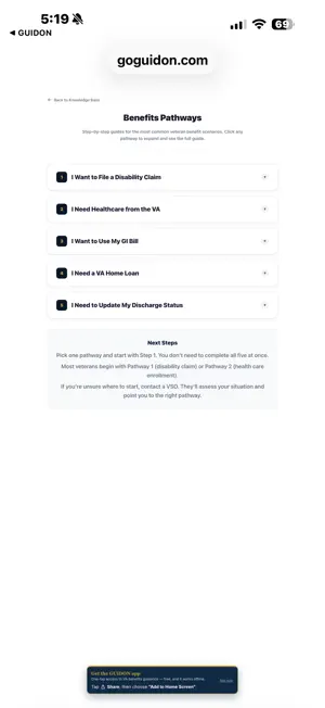 GUIDON: VA Benefits Guide screenshot 4