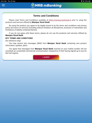 Manipur Rural Bank mBanking iPad screenshot
