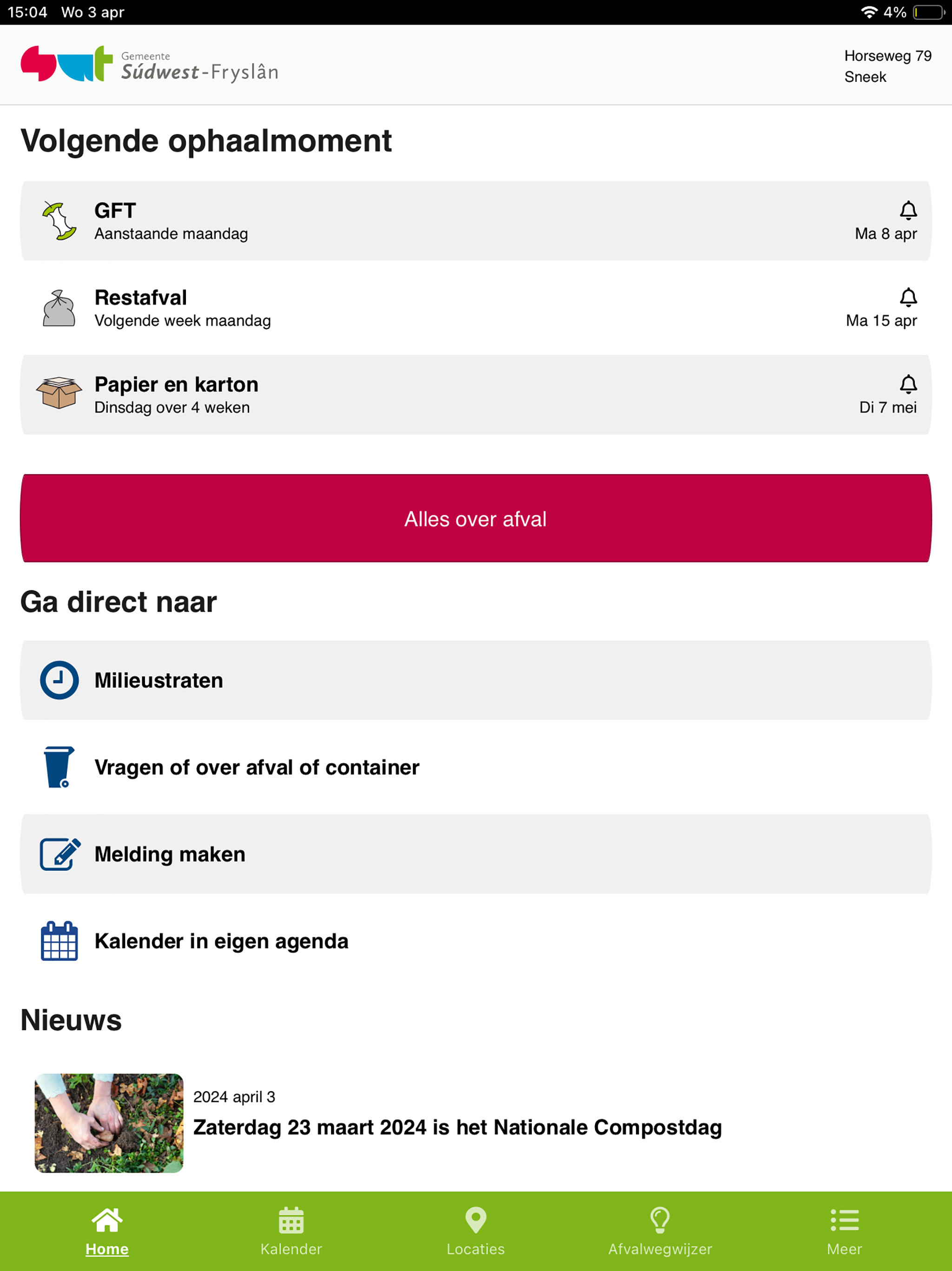 Afvalkalender Súdwest-Fryslân