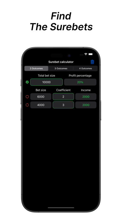 Surebet Profit Calculator Screenshot