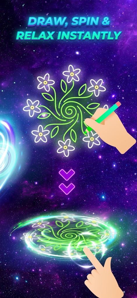 Finger Spinner Glow Art - 사용자는 손가락으로 직접 빛나는 그림을 그릴 수 있으며, 이 그림은 즉시 생생한 네온 효과와 함께 회전하여 독특한 창작의 즐거움을 선사합니다.