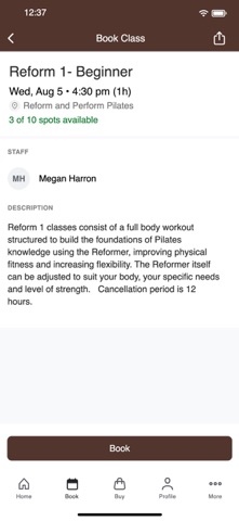 Reform and Perform Pilates iPhone screenshot