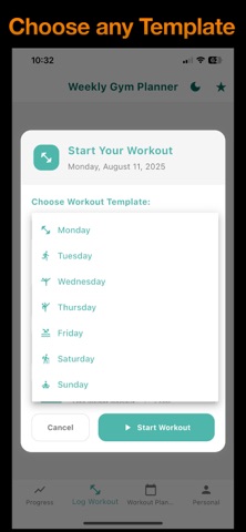 Weekly Gym Planner screenshot