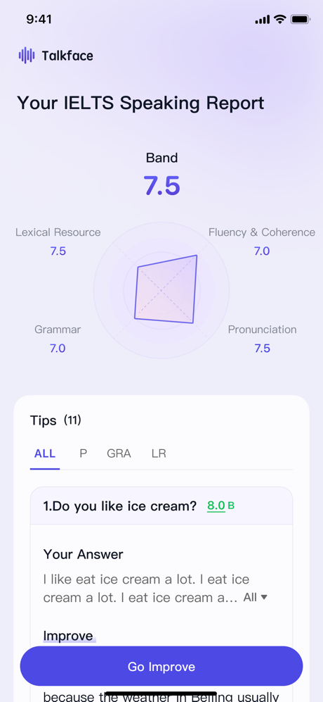 IELTS Prep App: TalkFace AI screenshot 1
