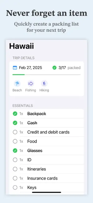 Packaholic: Packing List screenshot 1